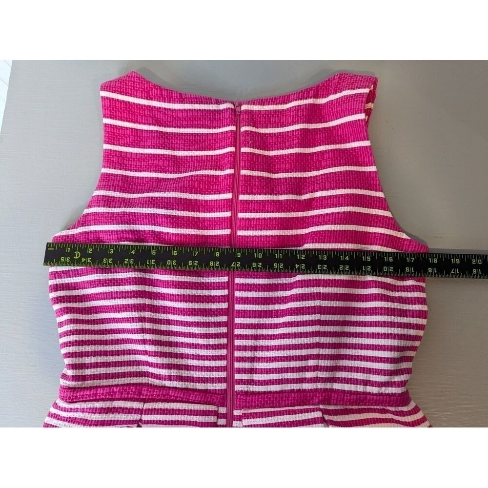 Taylor Dress Womens Size 10 Fit & Flare Pleated Pink Wht Striped Coastal Cool - Picture 13 of 16